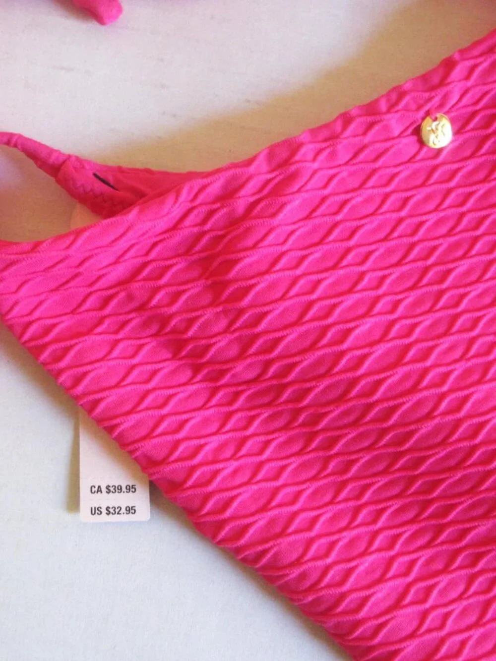 36DD/L VICTORIA SECRET Lace-Up Back Strappy Top Bikini Side Tie Cheeky Hot Pink